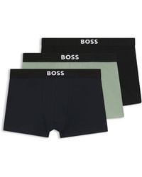 BOSS - Three-Pack Of Stretch-Cotton Trunks With Logo Waistbands - Lyst