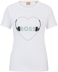 BOSS - Regular-Fit T-Shirt aus reiner Baumwolle mit saisonalem Print - Lyst