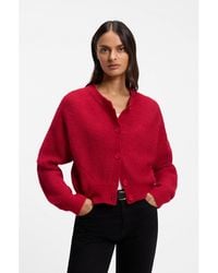 BOSS - Relaxed-Fit Cardigan With Open-Knit Details - Lyst