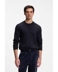 BOSS - Merino-Wool Sweater With Logo Embroidery - Lyst
