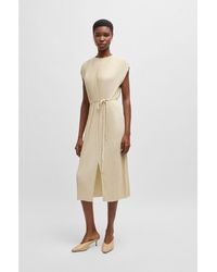 BOSS - Belted Sleeveless Dress - Lyst