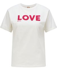 BOSS by HUGO BOSS - Relaxed-Fit T-Shirt aus Baumwoll-Jersey mit Pailletten-Slogan - Lyst