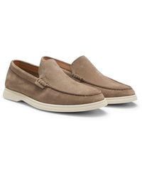 BOSS - Suede Loafers With Emed Logo - Lyst