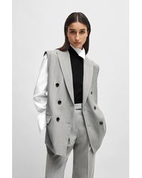 BOSS - Naomi X Oversized Sleeveless Jacket In Pinstripe Virgin Wool - Lyst