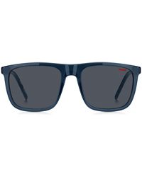 HUGO - Sonnenbrille aus blauem Acetat mit gemusterten Bügeln - Lyst