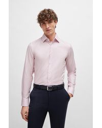 BOSS - Slim-fit Shirt In Printed Stretch-cotton Dobby - Lyst