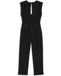 BOSS - Plissee-Jumpsuit Aus Krepp Mit Druckknöpfen Und Wickelfront - Lyst