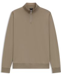 BOSS - Sweatshirt Met Ritskraag Van Een Katoenmix - Lyst