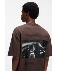 HUGO - Oversize-Fit Cotton T-Shirt With Mixed Branding - Lyst