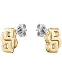 BOSS - Tone Earrings With Double B Monogram - Lyst