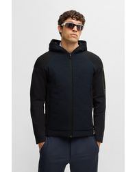BOSS - Knitted Jacket With Padded Front - Lyst