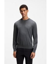 BOSS - Merino-Wool Sweater With Logo Embroidery - Lyst