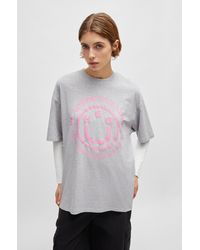 HUGO - Cotton-jersey T-shirt With Seasonal Graphic Print - Lyst