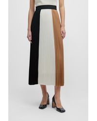 BOSS - Pliss Skirt In Signature Colors With High-rise Waist - Lyst