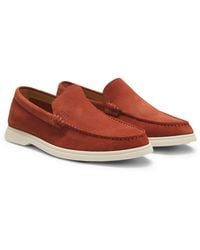 BOSS - Suede Loafers With Emed Logo - Lyst