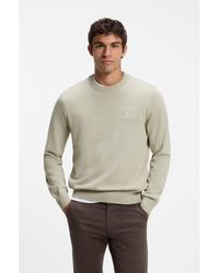 BOSS - Cotton-Blend Sweater With Logo Patch - Lyst