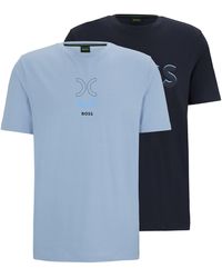 BOSS - Set Van Twee T-shirts Van Stretchkatoen Met Logo-artwork - Lyst