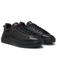 HUGO - Leather Trainers With Logo - Lyst