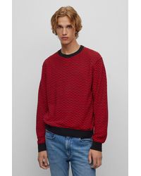 HUGO - Relaxed-fit Sweater In Cotton With Knitted Structure - Lyst