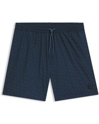 BOSS - Short De Bain À Badge Logoté Et Imprimé Monogramme Effet Dégradé - Lyst