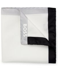 BOSS - Silk Pocket Square With Branding And Printed Border - Lyst