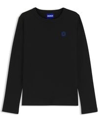 HUGO - Cotton-Jersey Top With Happy Logo Badge - Lyst