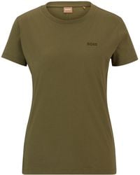 BOSS - Slim-Fit T-Shirt aus Baumwoll-Jersey mit Logo-Detail - Lyst