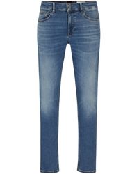 BOSS - Blaue Slim-Fit Jeans aus Soft-Motion-Denim - Lyst