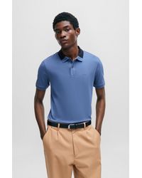BOSS - Interlock-cotton Slim-fit Polo Shirt With Colour-blocked Collar - Lyst