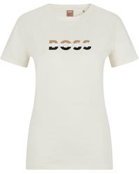 BOSS by HUGO BOSS Slim-fit T-shirt Met Logoprint Van Biologische Katoen - Wit