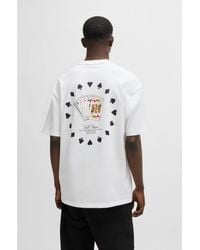 HUGO - Cotton-Jersey T-Shirt With Playing-Cards Artwork - Lyst