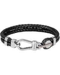 BOSS - Braided-Leather Cuff With-Tone Carabiner Closure - Lyst