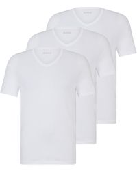 BOSS - Dreier-Pack T-Shirts aus Baumwoll-Jersey mit V-Ausschnitt - Lyst