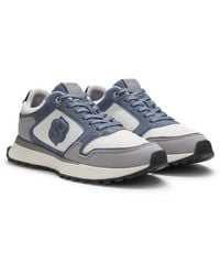 BOSS - Suede-Trim Trainers With Double B Monogram - Lyst