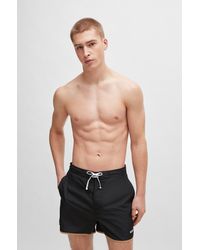 BOSS - Logo-embroidered Quick-dry Swim Shorts With Contrast Details - Lyst