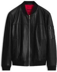 HUGO - Bomberjack Van Nappaleer Met Stacked-Logo-Klinknagel - Lyst