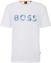 BOSS - T-Shirt aus Baumwoll-Jersey mit Logo-Print - Lyst