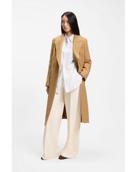 BOSS - Long-Length Twill Coat With Double-Breasted Closure - Lyst