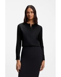 BOSS - Collarless Regular-Fit Blouse - Lyst