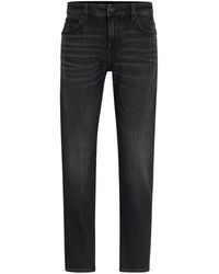 BOSS - Regular-fit Jeans Van Comfortabel Zwart Stretchdenim - Lyst