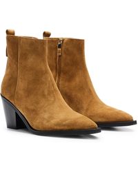 BOSS - Suede Ankle Boots With Block Heel - Lyst