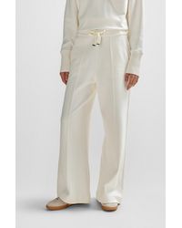 BOSS - Cotton-blend Drawstring Trousers With Tape Trims - Lyst