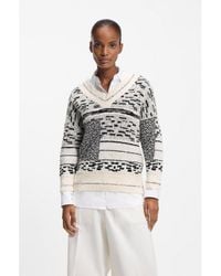 BOSS - Cotton-Blend Sweater With Jacquard Pattern - Lyst