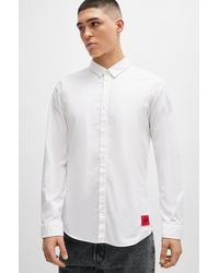 HUGO - Extra-slim-fit Shirt In Stretch-cotton Canvas - Lyst