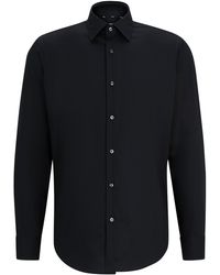 BOSS - Regular-Fit Hemd aus elastischer Baumwoll-Popeline mit bügelleichtem Finish - Lyst