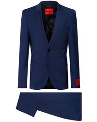 HUGO Extra-slim-fit Suit In A Super-flex Wool Blend - Blue