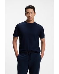BOSS - Cotton T-Shirt With Two-Tone Piqué Structure - Lyst