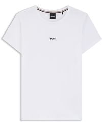 BOSS - Slim-Fit T-Shirt Van Biologische Katoen Met Contrastlogo - Lyst