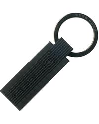 BOSS by HUGO BOSS Rectangular Key Ring In Silicone With Gunmetal Hardware - Blue