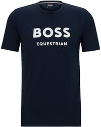 BOSS - Equestrian Short-Sleeved Stretch-Cotton T-Shirt With Logo - Lyst